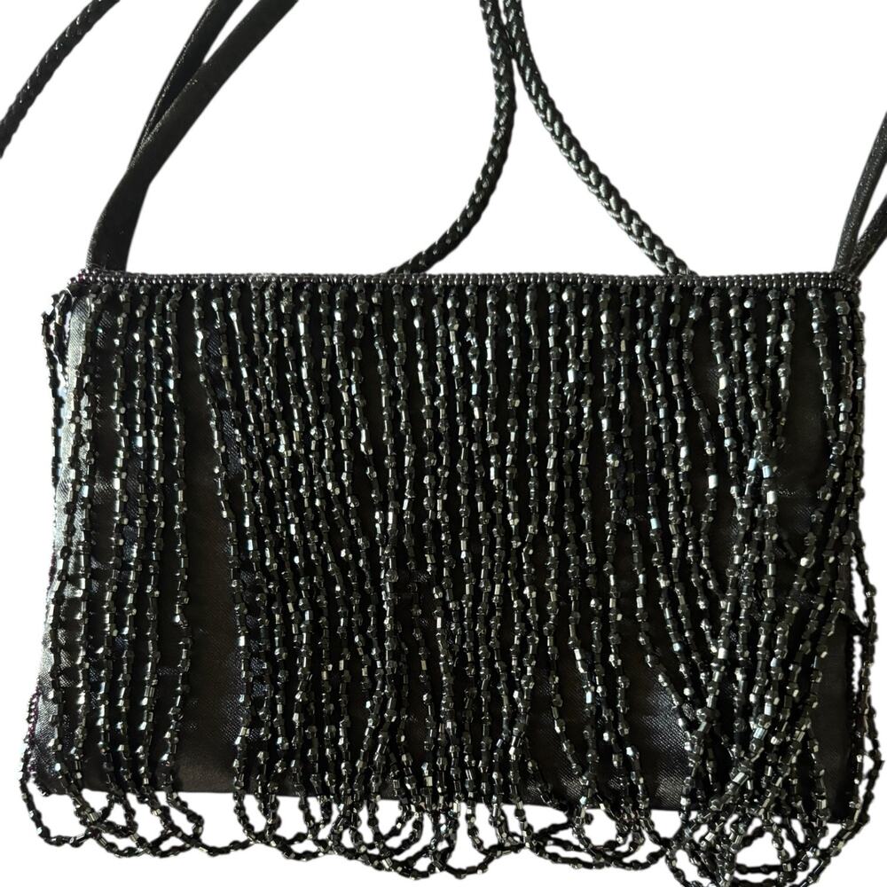 La Regale Small Beaded Purse Crossbody or Handbag Black Formal Prom Dance
